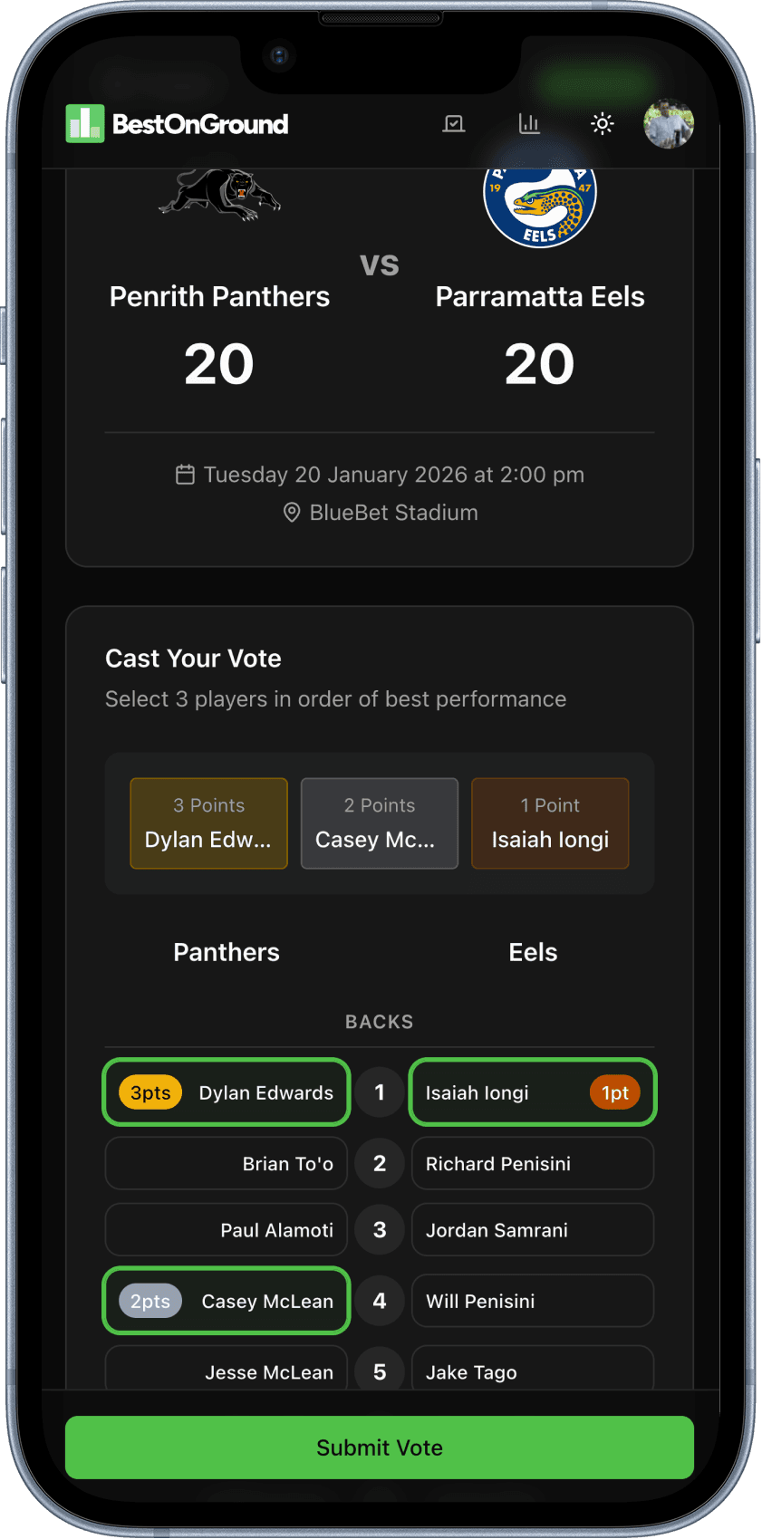 Best on Ground voting app